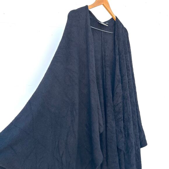 Kashwere Travel Poncho Kash-Ease Black One Size Cozy Fuzzy Soft Winter Shawl - Picture 7 of 10